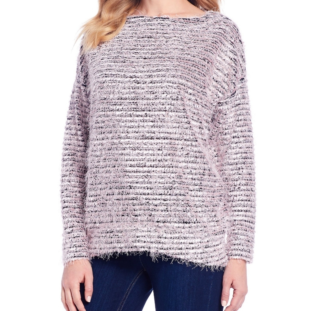 Jones New York Eyelash Sweater Black White size Medium Contemporary
